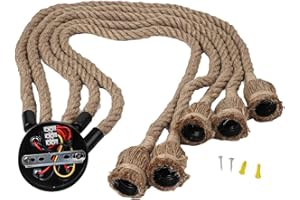 5-Head Industrial Chandelier with 1m Hemp Rope Suspension, Retro Ceiling Lamp Fixture, Hand-Woven Natural Fiber Design, IP20 