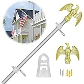NQ 6FT Flag Pole for Outside House, 3/4 inch Diameter Aluminum Flag Pole with Eagle Topper, House Flag Pole Kit with Flag Pole Holder(Silver)