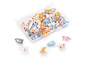 GOOLADA 36 Pieces Cute Thumb Tacks,6 Style Cute Cat Push Pins, Fun Thumbtacks, Push Pins for Corkboard, Bulletin Board, Wall, Cubicle Decor, Office Accessories