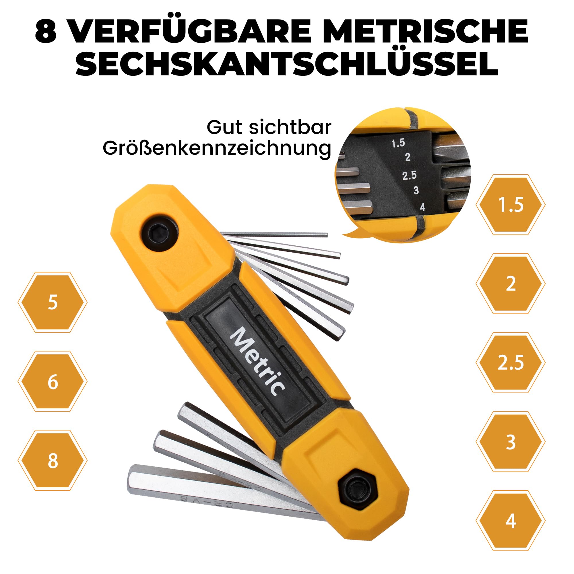 MULWARK 17-teiliges klappbares Inbusschlüssel Satz mit Griff, Metrisch & SAE Standard – 2er-Pack tragbares Innensechskantschlüssel Set, ideal für Fahrrad, Möbelmontage und Heimwerk 4