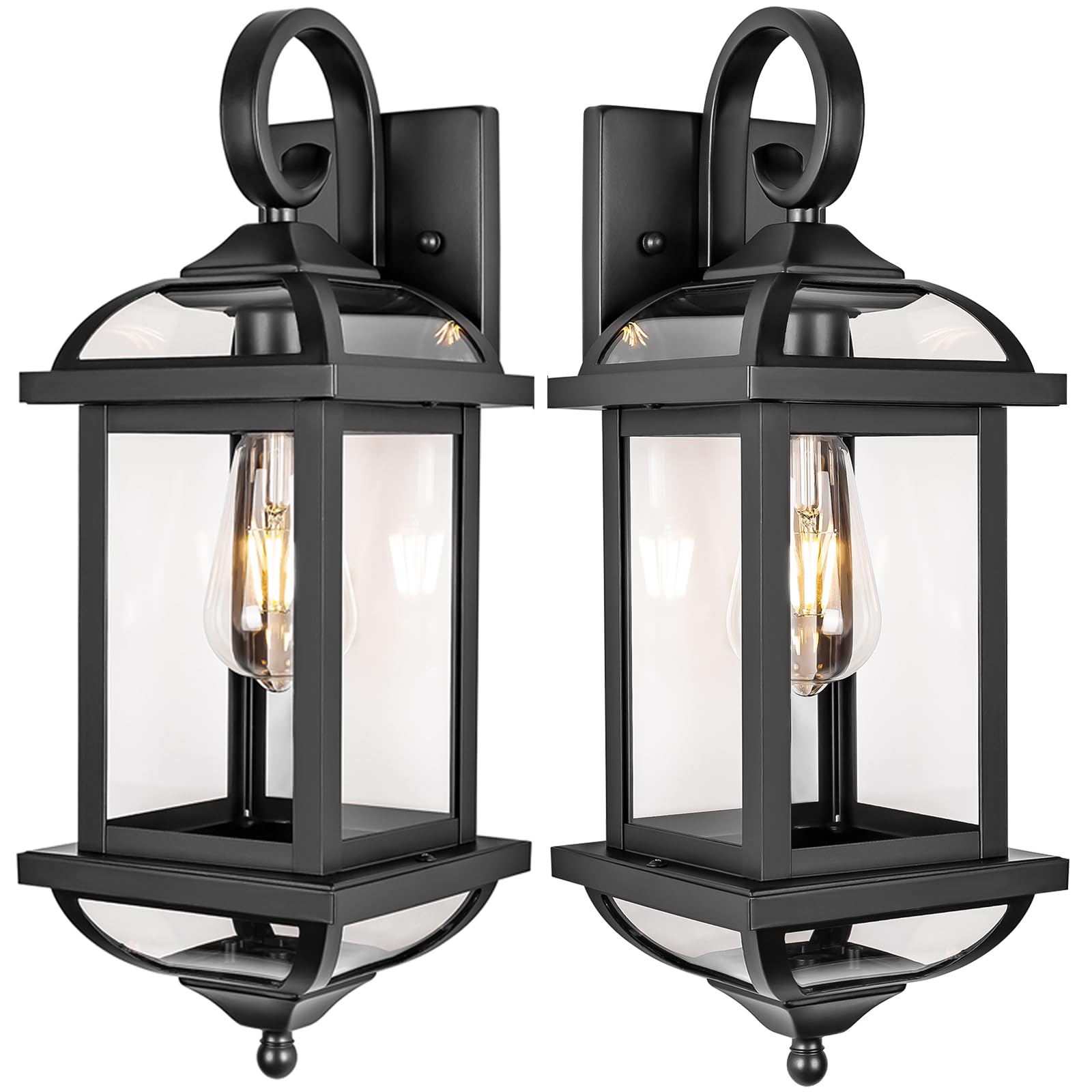 Photo 1 of Roravilila 18” 2-Pack Black Porch Lights Outdoor Light Fixtures, Anti-Rust Aluminum Exterior Light Fixtures with Clear Glass Wall Mount Lanterns Outside Lights for House, IP65 Waterproof Wall Lights