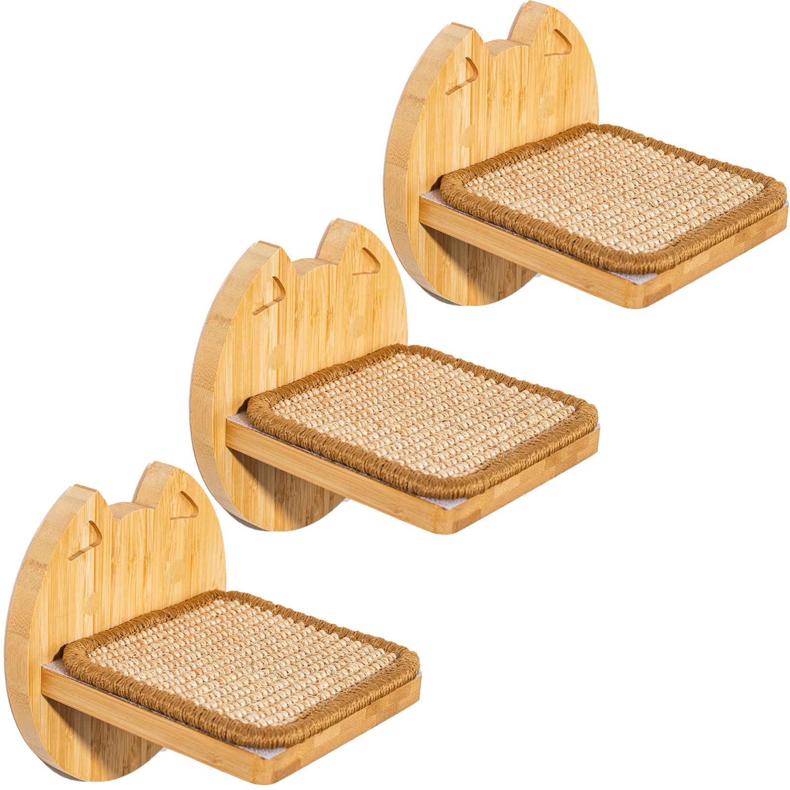 Yangbaga Set Of 3 Climbing Cat Shelves Steps - Solid Wood Cat Wall Furniture - Wall Mounted Cat Tree Climbing Scratching Tower Furniture For Indoor Cats