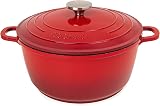nuovva Non-Stick Aluminium Pot with Lid 4L 24cm Red Dutch Oven view 1