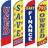 Remagr 4 Pcs Used Cars Flag Windless Swooper 12ft Lot Finance Pre Owned Second Hand Cars Save Here Advertising Flags for Used Sale Business Finance Dealership Supplies