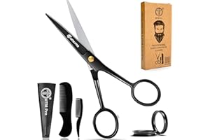 MTM PRO 5” Professional Beard & Mustache Scissors with Mustache Comb Grooming kit for Men Beard Trimming Scissors, Small Grooming Scissors, Mustache & Beard Scissors Men for All Facial Hair Scissors