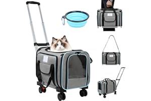 Pet Carrier Airline Approved, Expandable Pet Cat Carriers with Wheels for Dogs, Airline Approved Cat Dog Carrier, TSA Approve