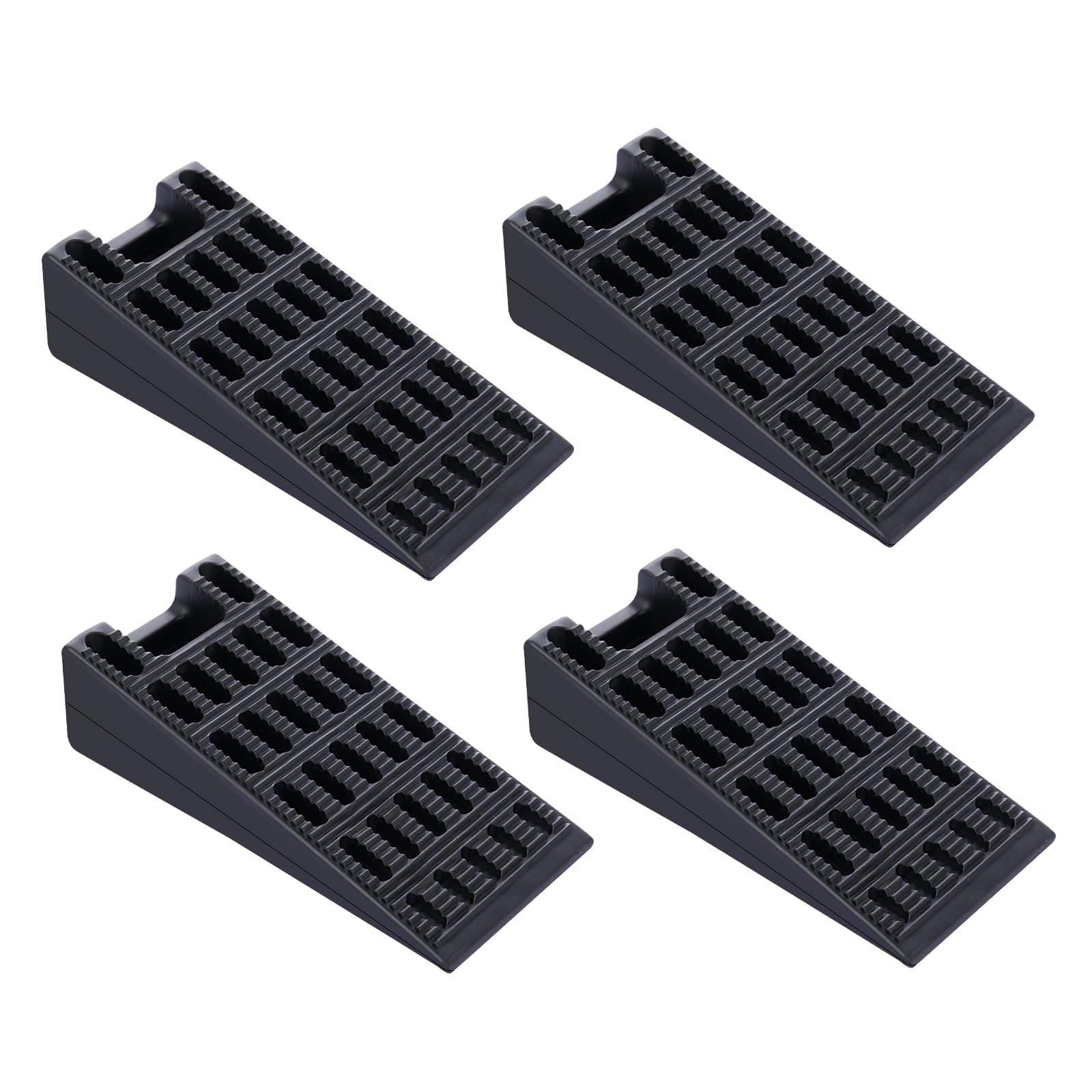 Door Stopper,4 Pack Flexible Rubber Door Stops Wedge Holder,DIY Furniture Levelers for Doors, Tables of Home Improvement、Office、School、Factory etc（Black）