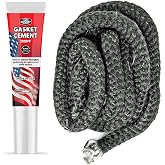 Midwest Hearth 832-1680 Quadra-Fire Door Gasket Kit, 3/4" x 84", USA Made | Fits Quadra-Fire, PelPro PP130 &amp; Heatilator, Pellet Stove Door Seal Rope, Graphite-Impregnated, 2000F Cement Included