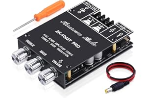 ARRAROWN ZK-1002T PRO 2.0 Channel Bluetooth 5.0 Amplifier Board 200W HiFi Subwoofer Audio AMP with Treble and Bass, BT USB and AUX Inputs, DC 12-24V 2.0 Channel Stereo AMP Module for DIY Speakers