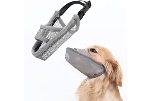 Crazy Felix Nylon Dog Muzzle for Small Medium Large Dogs, Air Mesh Breathable and Drinkable Pet Muzzle for Anti-Biting Anti-Barking Licking (L, Grey)