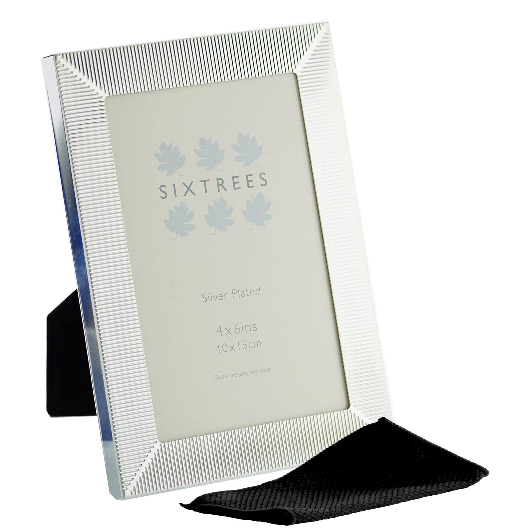 Sixtrees White Embossed Silver Plated 4 x 6 inch Art Deco Photo Frame. Complete with microfibre polishing cloth. โ image 1