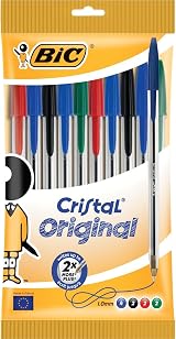 BIC Cristal Original Ballpoint Pens 1.0 mm Fine Point Pack of 10 Assorted view 1