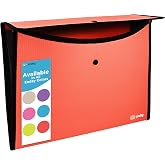 Square Flap Document Holder Red, Expanding File Folder, A4 Letter Size Reusable Filling Envelopes, Snap Closure Wallet File Pouch Also Available in Pink, Purple, Green, Blue, Grey, 1 Pc&ndash; By Enday