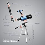 AOMEKIE 70mm Refractor Telescope 150X with Tripod Moon Filter Smartphone Adapter view 6