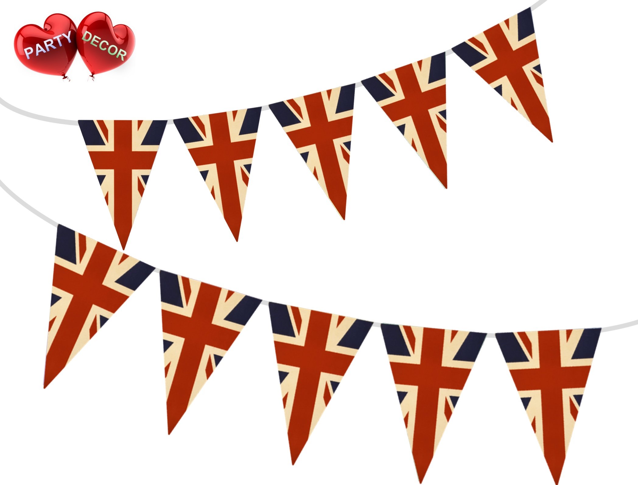PARTY DECOR Vintage British Union Jack Patriotic Themed Bunting Banner 15 flags for guaranteed simply stylish party National Royal decoration