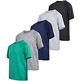 iXtreme Boys Athletic Shirts - 5 Pack Lightweight Moisture-Wicking Performance Dry Fit Short Sleeve Shirts for Boys (6-18)