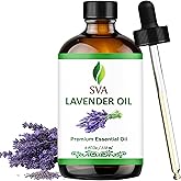 SVA Lavender Essential Oil – 4 Fl Oz – 100% Natural Lavender Oil - for Diffuser, Hair Care, Face, Skin Care, Aromatherapy, Scalp and Body Massage, Soap and Candle Making – with Dropper