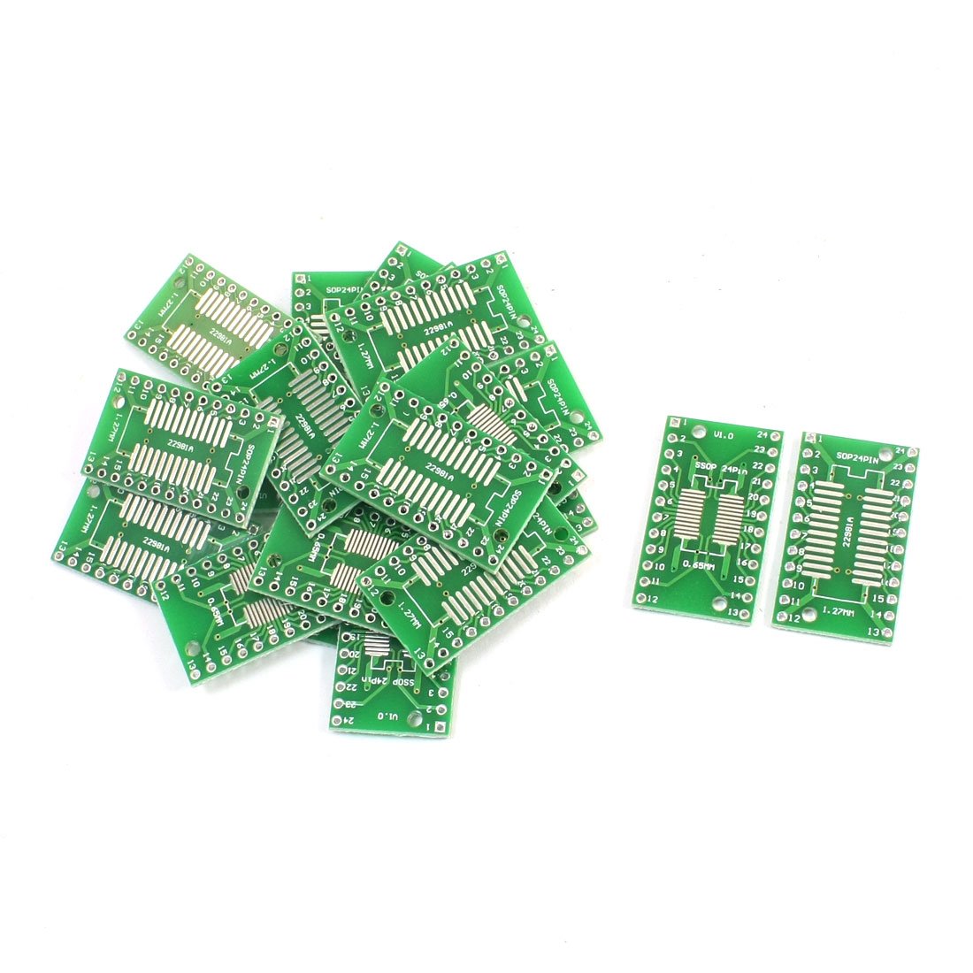 Sourcingmap 20Pcs 0.65mm 1.27mm SSOP24 TSSOP24 to 2.54mm DIP24 PCB Adapter Socket