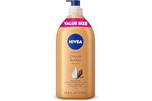 NIVEA Cocoa Butter Body Lotion for Dry Skin with Hyaluronic Acid, Cocoa Butter and Deep Nourishing Serum, 72-Hour Body Moisturizer, 33.8 Fl Oz Value Size Pump Bottle