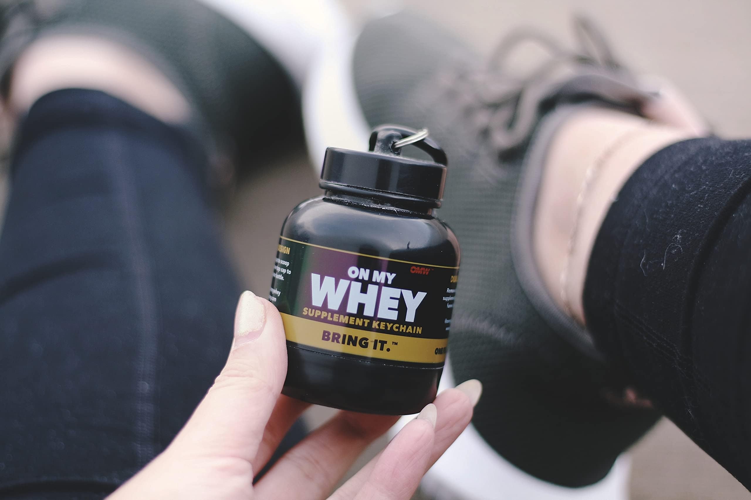 OnMyWhey - Protein Powder and Supplement Funnel Keychain, Portable to-Go Container for The Gym, Workouts, Fitness, and Travel - TSA Approved, Classic 3-Pack