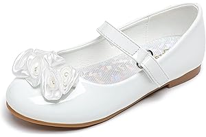 Parrosoo Toddler Girls Dress Shoes Girls Flower Shoes Princess Wedding Party Girls Flats for Little/Big Kids