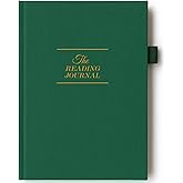 JXSELECT Elegant Reading Journal - 60 Book Reviews Logbook with Pen Holder & Back Pocket - Track Your Reading Progress - Ideal Gift for Book Lovers & Avid Readers (Earth Green)