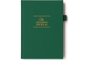 JXSELECT Elegant Reading Journal - 60 Book Reviews Logbook with Pen Holder & Back Pocket - Track Your Reading Progress - Ideal Gift for Book Lovers & Avid Readers (Earth Green)