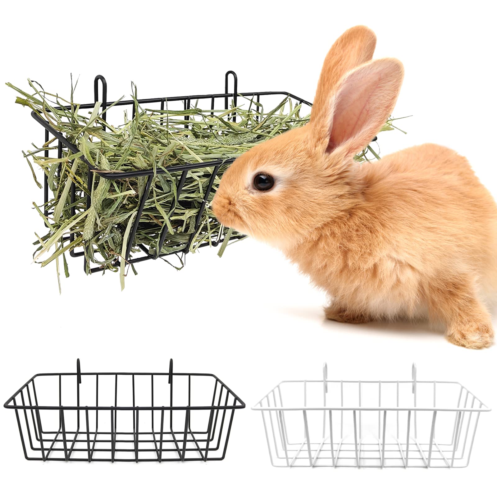Photo 1 of TiereCare Rabbit Hay Feeder - 2Pcs Metal Rack Hay Holder for Guinea Pig Small Animals Grass Rack for Bunny Chinchilla Cage Reduce Mess 9x4x3 Inch
