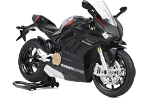 Risopen 1:12 Scale Motorcycle Model for Ducati V4S Model Alloy Metal Diecast Motorcycle with Sound and Light Mini Sport Motor Collection Gift for Adult (Black)