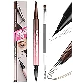 Microblading Eyebrow Pencil for Women, Waterproof Eyebrow Pen with Micro-Fork Tip & Precise Brush-Tip, Natural Hair-Like Brows, Long-Lasting Smudge-Proof Eye Brow Tint, Dark Brown,1 Pack