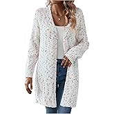 Verdusa Women's Colorful Open Front Cardigan Long Sleeve V Neck Chunky Knitted Sweaters