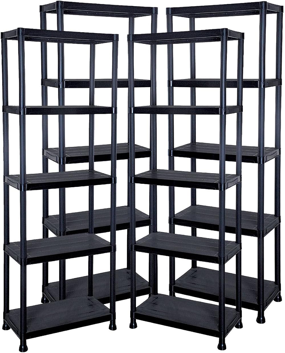 Top Home Solutions 4x 5 Tier Black Plastic Shelving Unit 60cm Wide Heavy Duty