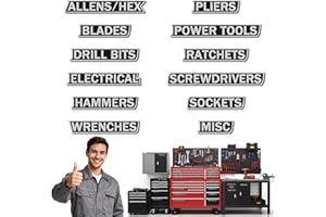 12 Pack of Magnetic Toolbox Labels, 3D-Printed Tool Box Labels, Durable Metal Toolbox Drawer Label, Reusable Tags for Steel T