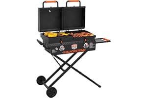 Blackstone On The Go Tailgator Grill Griddle Combo with Wheels, Legs Hood & Side Shelf - Heavy Duty Flat Top Portable BBQ Griddle Grill Station for Kitchen, Camping, Outdoor, Tailgating – 1550