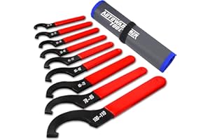 AutoWanderer Tool 9Pcs Coilover Spanner Wrench Set, Adjustable Shock Wrench Universal Carbon Steel Spanners for Most Coil Over Shock Adjustments (Blue)