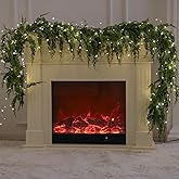 MISSPIN 9ft Christmas Garland with String Lights, Real Touch Cedar Pine Garland, Green Artificial Greenery Garland for Table, Mantle, Wall, Indoor, Outdoor Christmas Decorations