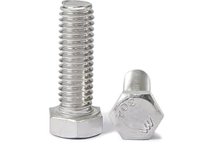 Joamang 3/8-16 x 3-1/2" Hex Bolts, Hexagon Head Screws, 304 Stainless Steel(A2-70), Metric Fully Thread, Bright Finish, Quant