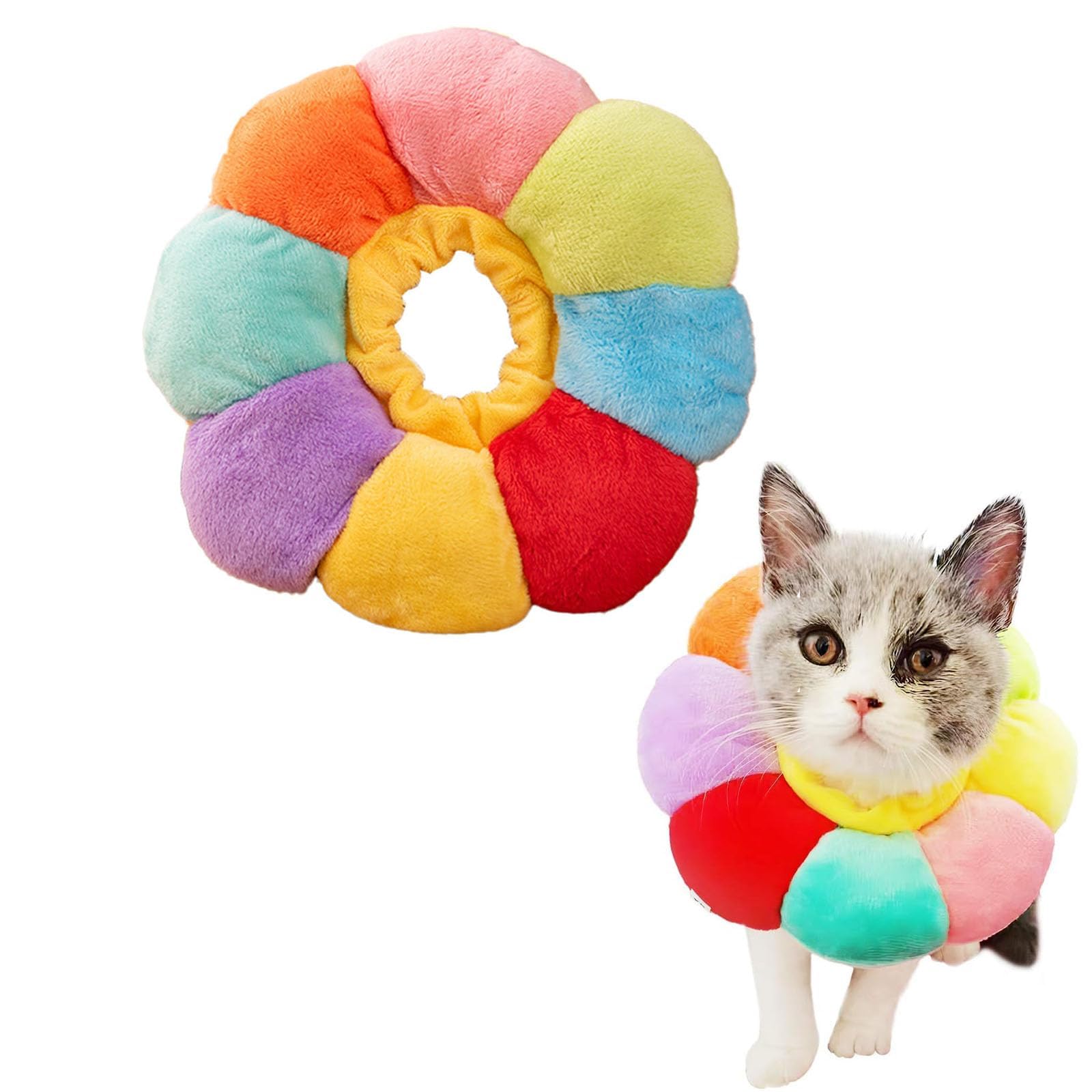 Cat Cone Collar Soft, Soft Cat Cone, Adjustable & Breathable E-Collar, Comfortable Pet Recovery with Velcro, Easy to Wear for Licking Prevention (Color)