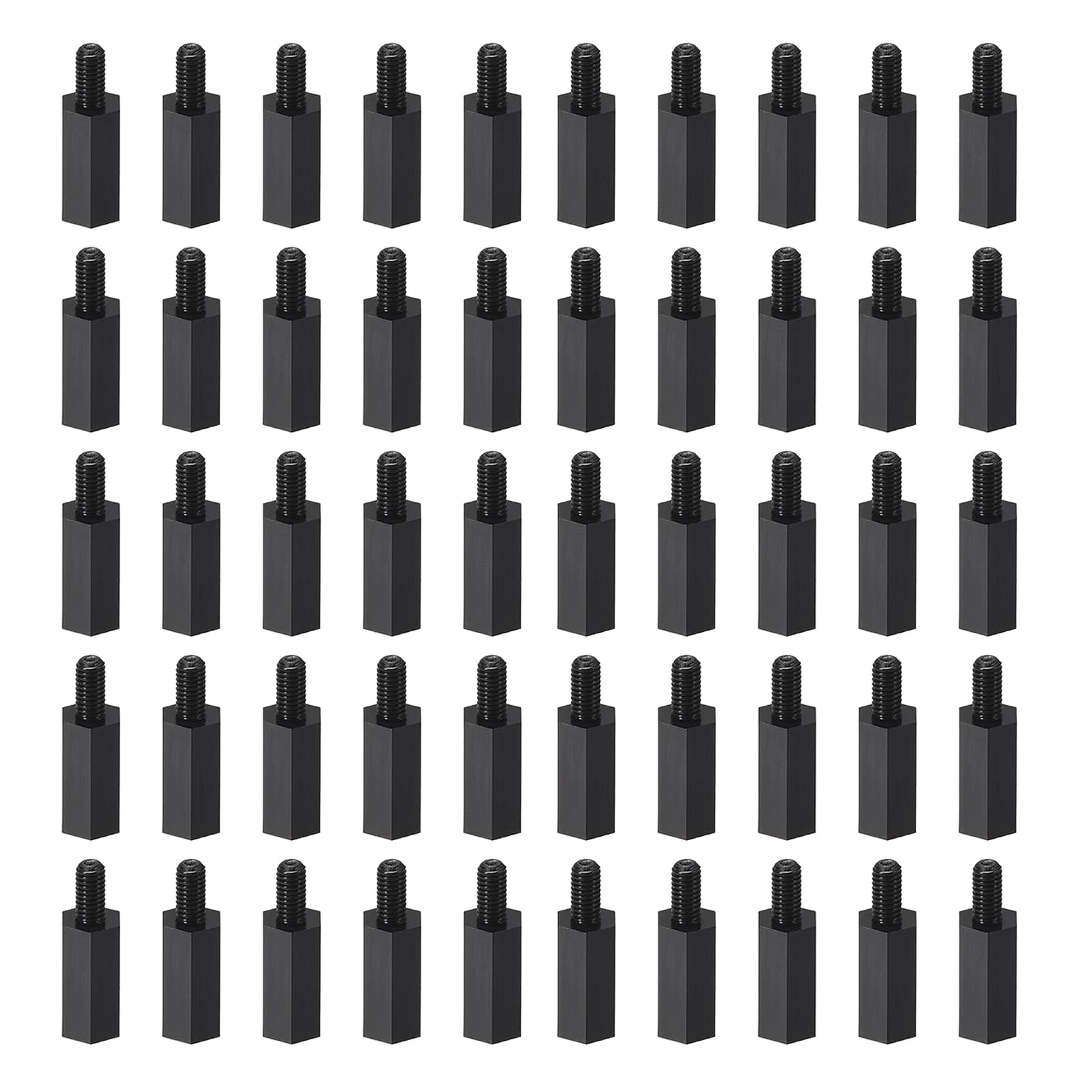 YOKIVE 75 Pcs M3 Standoff Screws, Nylon Hex PCB Standoffs with High Insulation Effect, Keep Height Consistent, Great for Motherboard (Black, 12mm+6mm)