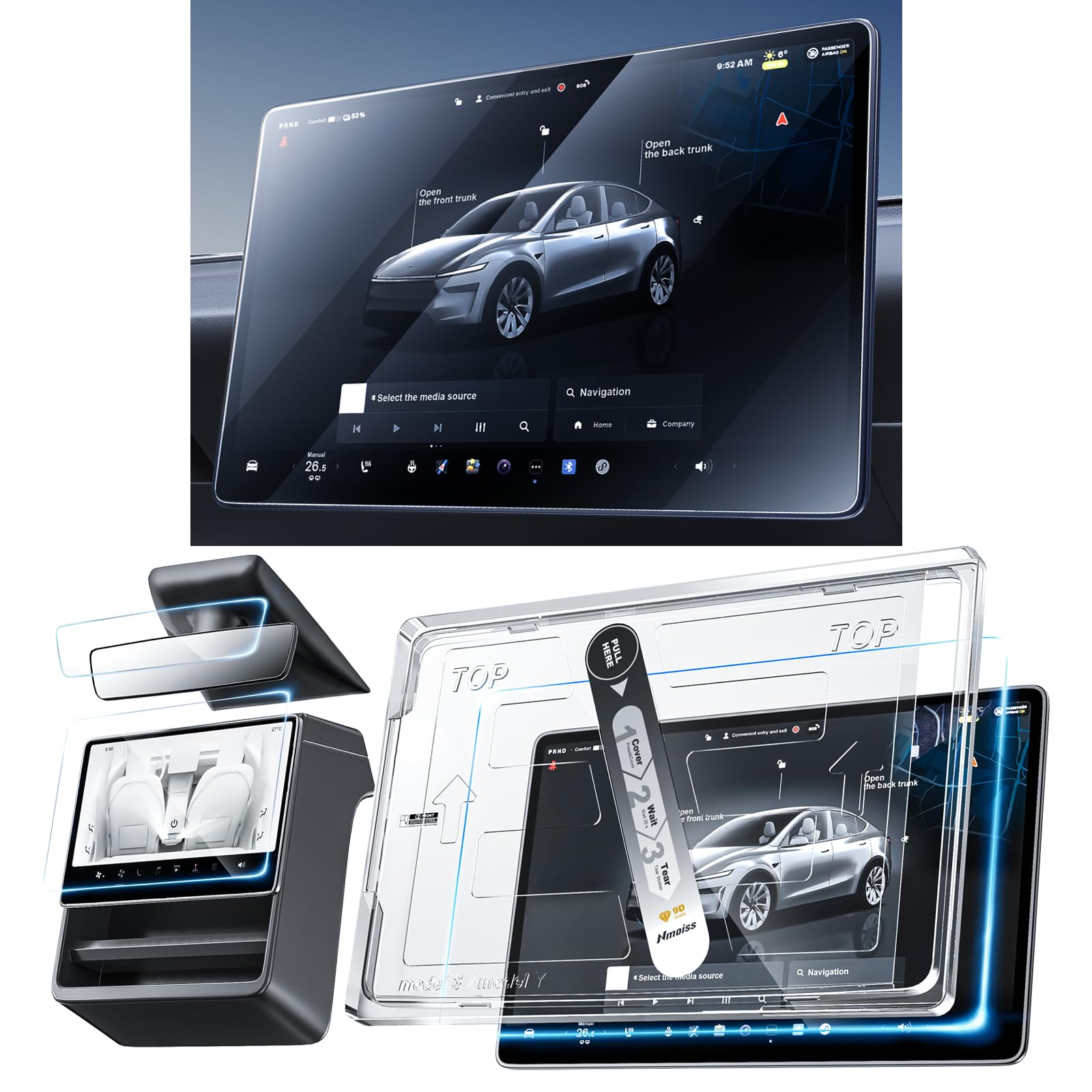 Photo 1 of Nmoiss 3 in 1 16“ New Model Y Premium & performance (2026) Screen Protector Matte 3 Psc Protector Center Display + Rear Touchscreen + Rearview Mirror Model Y