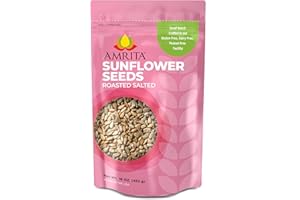 Amrita Foods Whole Sunflower Seeds 1 lb | Roasted, Lightly Salted Kernels | Gluten Free, Vegan, non-GMO, Allergen Friendly Seeds | High Protein, Keto & Paleo Friendly | Healthy Snack & Salad Topping