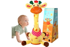 MILEGI Dancing Talking Giraffe Toy, Singing Musical Giraffe Plush Tummy Time Toys with Volume Adjustment, 10 Children's Songs Light Up Toys, Repeating What You Say, Baby Toys for Boys Girls