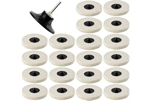 DZQ 20pcs 3" Compressed Wool Fabric QC Polishing Buffing Wheel for Drill and 1Pcs Disc Pad Holder Set with 1/4" Shank Drill Polishing Kit for Metal Surface Polishing and Buffing Projects