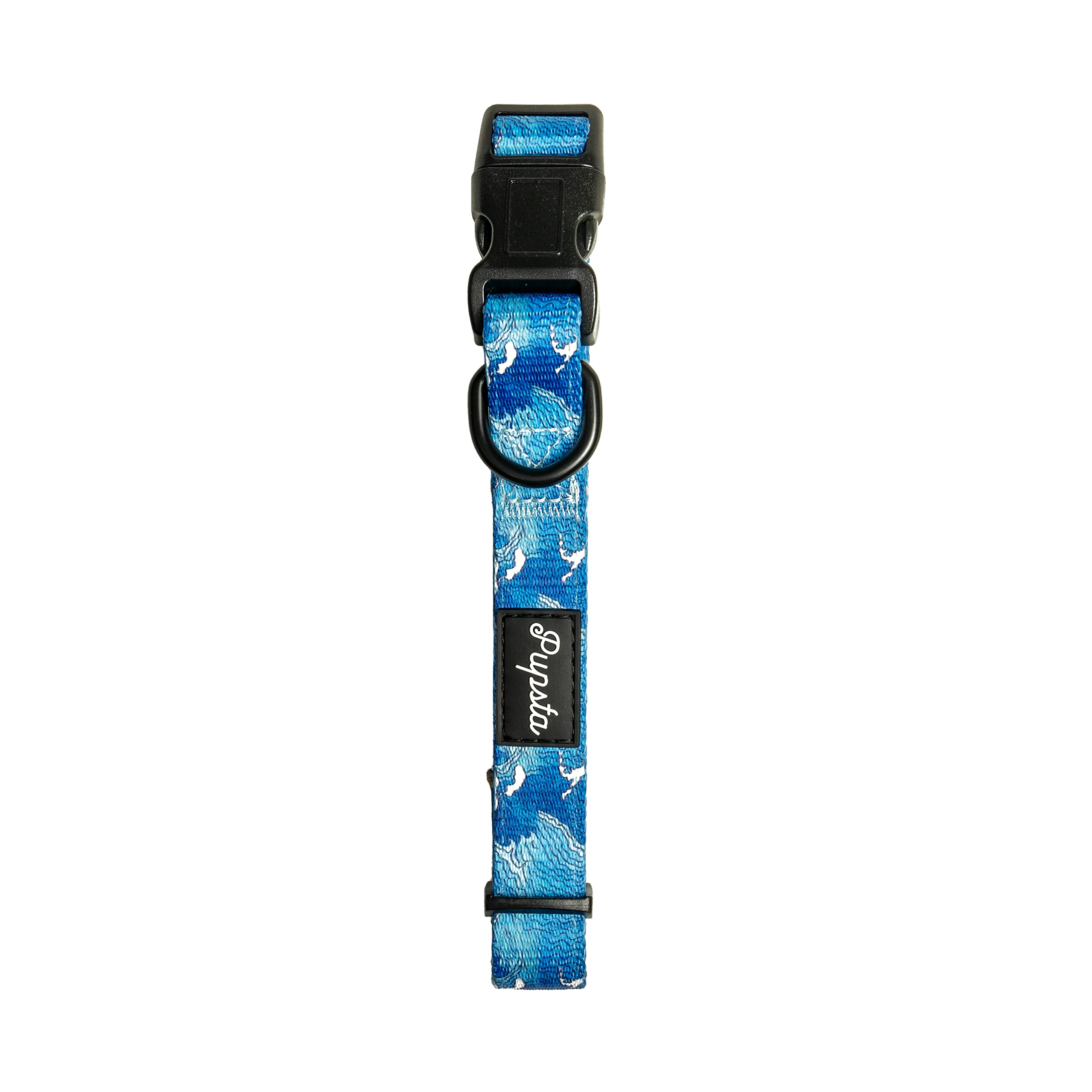 Pupsta adjustable dog collar neoprene with Blue Waves design