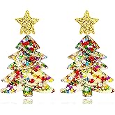Acrylic Christmas Tree Drop Dangle Earrings - Colourful Holiday Jewelry for Women