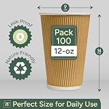 Zuvo Kraft 12 Ounce Ripple 3 Ply Disposable Insulated Paper Cups Brown view 2