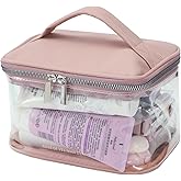lllyan Makeup Bag Toiletry Bag for Women Large Capacity Transparent Makeup Bag Travel Bag for Toiletries Waterproof, Portable, Open Plan Design, Essential for Travel(Pink)