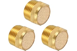 MECCANIXITY 3 pcs Pneumatic Exhaust Muffler, 1/2" NPT Male Sintered Bronze Muffler Air Line Fittings for Pneumatic Tools and 