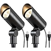 SUNVIE 30W Spot Lights Outdoor LED Spotlight 120V 3000LM Ultra Bright Flag Pole Light with Metal Stake, Warm White Flood Light Landscape Lighting for Yard Flag Tree Garden, 6 FT Cord with Plug, 2 Pack