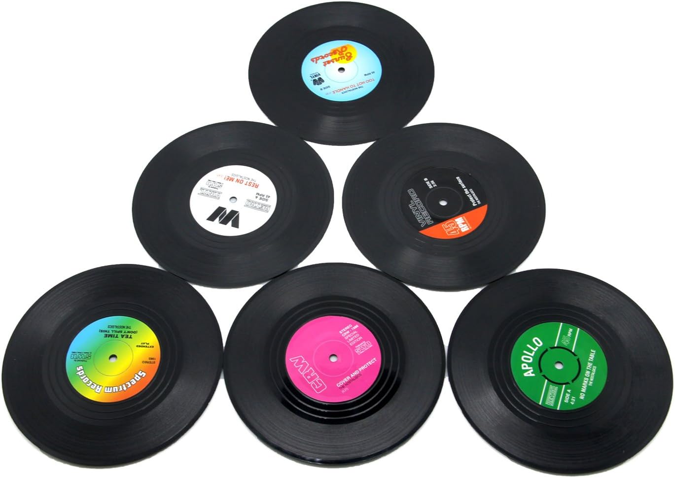 DuoMuo Coaster Vinyl Record Disk Coasters for Drinks - Tabletop Protection Prevents Furniture Damage (6 PCS Vinyl): Home & Kitchen